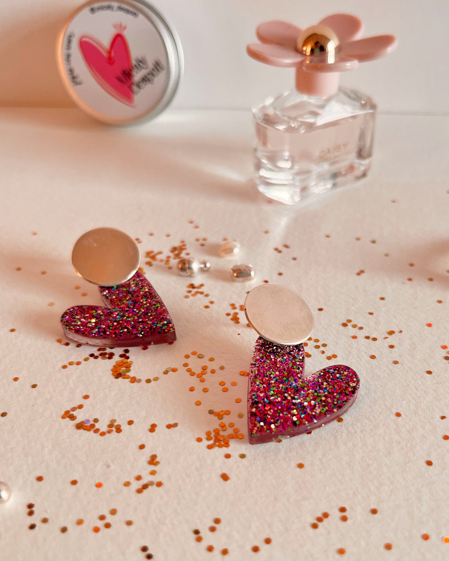 Aros de Corazón Glitter