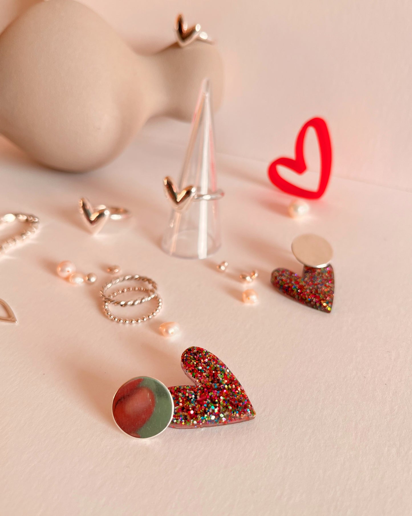 Aros de Corazón Glitter