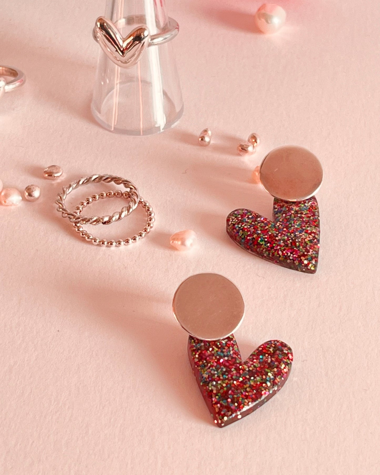 Aros de Corazón Glitter