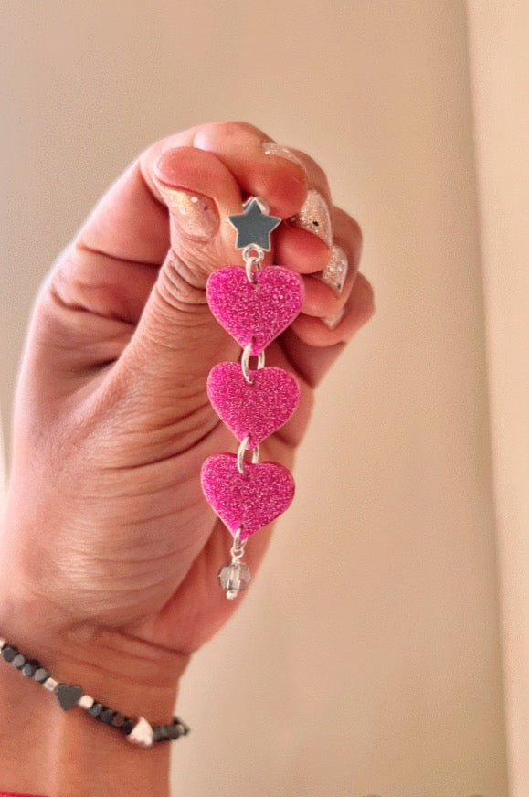 Aros Trio de Corazones rosa