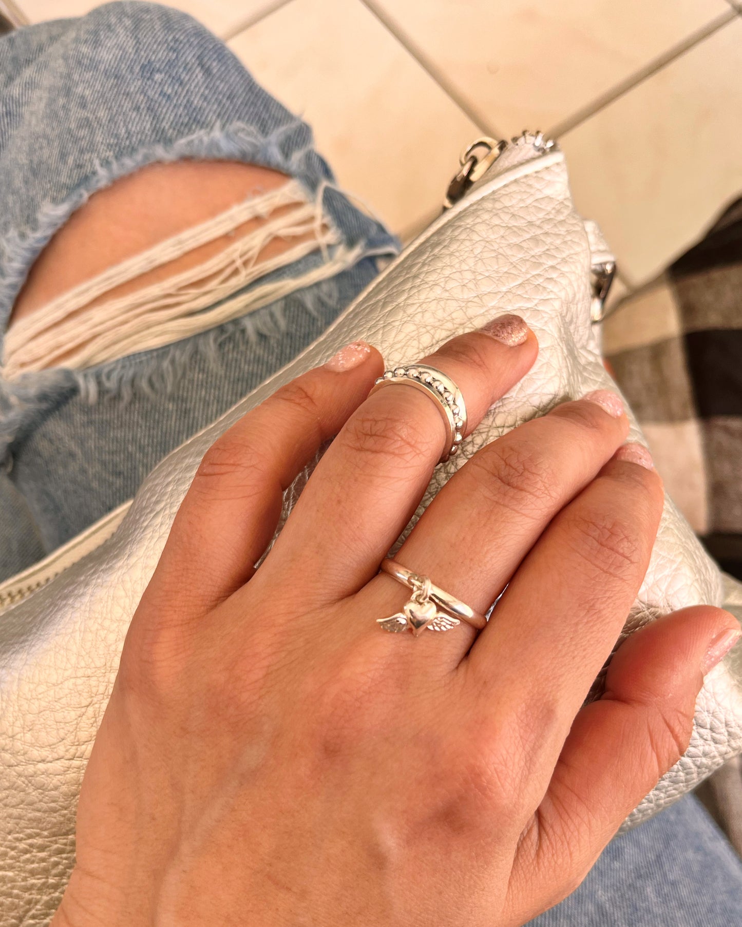 Anillo corazón Alado
